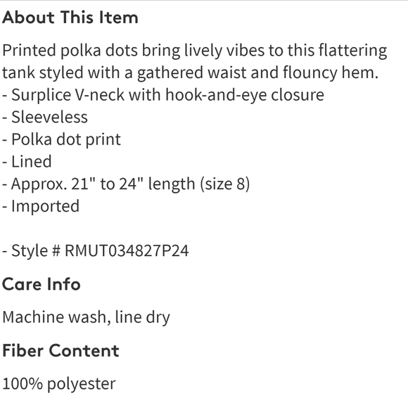 RACHEL RACHEL ROY POLKA DOT TWIST FRONT TANK - Picture 5 of 5